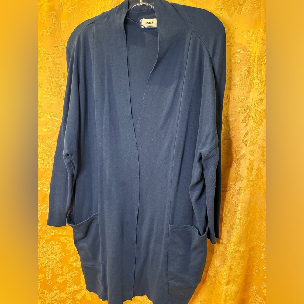 PACT cotton oversized blue unconstructed blazer